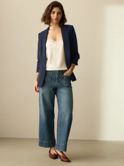 Next - Blazer décontracté à manches froncées Bleu marine Hot