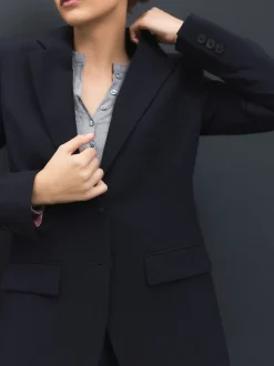Next Bleu marine - Blazer simple boutonnage en laine Sale