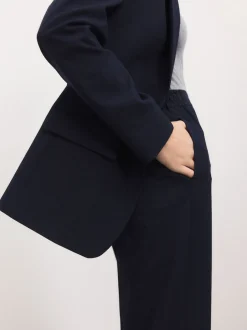 Next Bleu marine - Blazer simple boutonnage en laine Sale