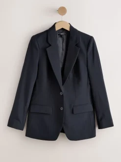 Next Bleu marine - Blazer simple boutonnage en laine Sale
