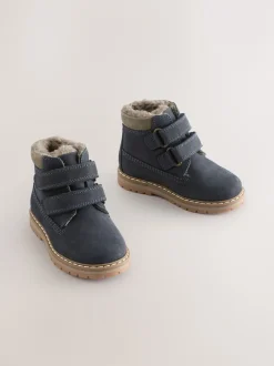 Next Bleu marine - Bottes de travail en cuir à fermeture scratch™ doublées thermiques Hot