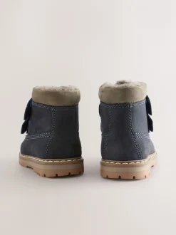 Next Bleu marine - Bottes de travail en cuir à fermeture scratch™ doublées thermiques Hot