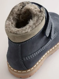 Next Bleu marine - Bottes de travail en cuir à fermeture scratch™ doublées thermiques Hot