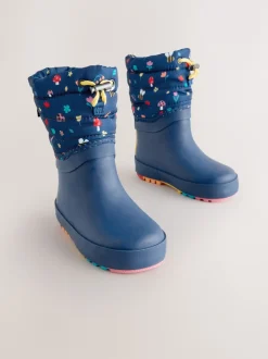 Next Bleu marine - Bottes en caoutchouc Thinsulate doublées à revers New