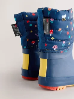 Next Bleu marine - Bottes en caoutchouc Thinsulate doublées à revers New