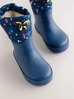 Next Bleu marine - Bottes en caoutchouc Thinsulate doublées à revers New