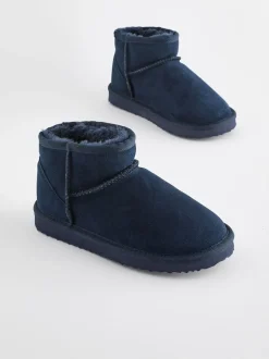 Next Bleu marine - Bottines en daim doublées et chaudes Outlet