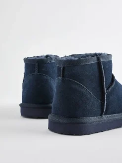 Next Bleu marine - Bottines en daim doublées et chaudes Outlet