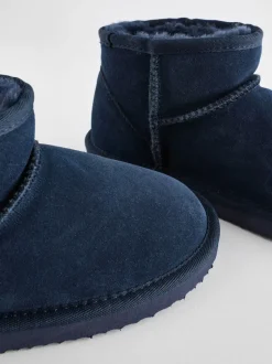 Next Bleu marine - Bottines en daim doublées et chaudes Outlet