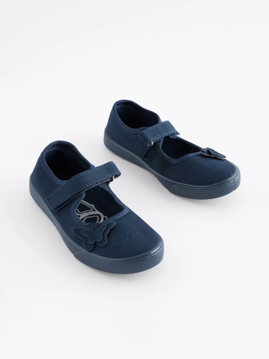 Next Bleu marine - Butterfly Embroidered School Plimsoll Chaussures