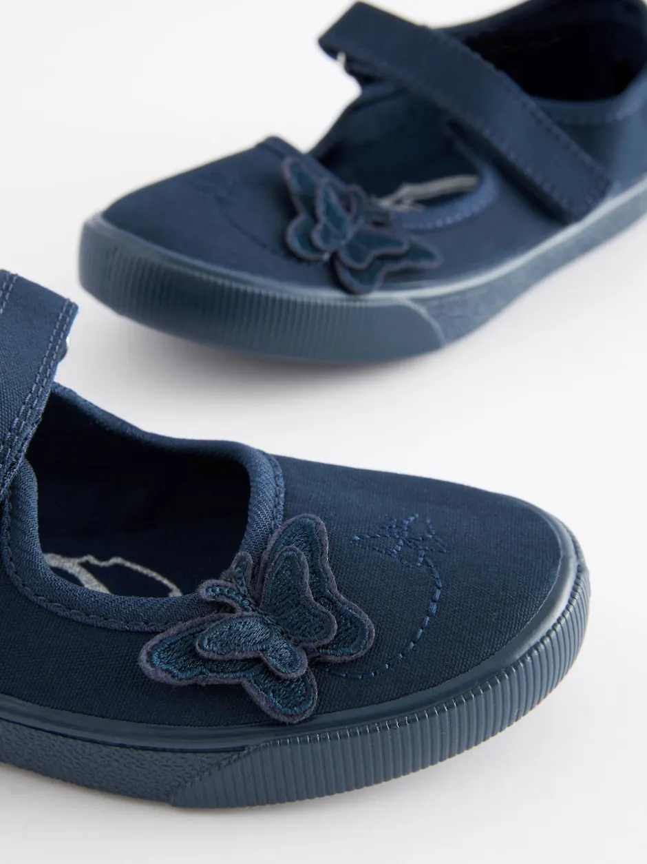 Next Bleu marine - Butterfly Embroidered School Plimsoll Chaussures