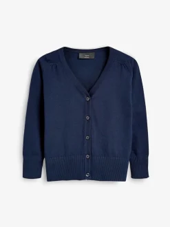 Next - Cardigan à col en V Cotton Rich School (3-16ans) Bleu marine