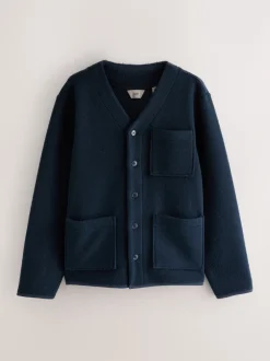 Next Bleu marine - Cardigan en polaire aspect laine Sale
