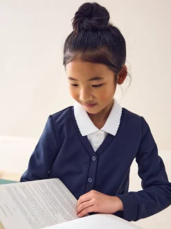 Next Bleu marine - Cardigan scolaire en jersey à poches volantées en coton riche (3-16ans) Discount