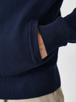 Next Bleu marine - Cardigan zippé N.premium coupe classique 100% coton haut de gamme Hot