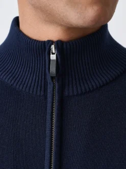Next Bleu marine - Cardigan zippé N.premium coupe classique 100% coton haut de gamme Hot