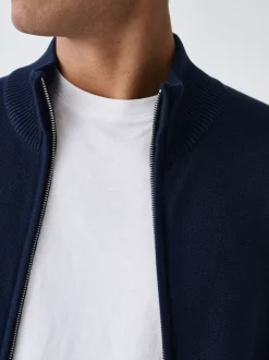 Next Bleu marine - Cardigan zippé N.premium coupe classique 100% coton haut de gamme Hot