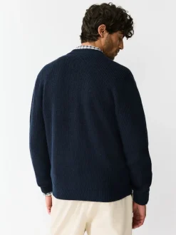 Next Bleu marine - Cardigan zippé à texture côtelée en laine Online