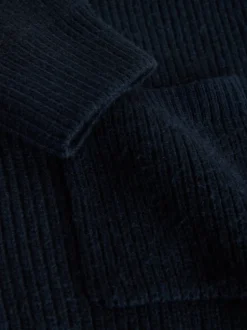 Next Bleu marine - Cardigan zippé à texture côtelée en laine Online