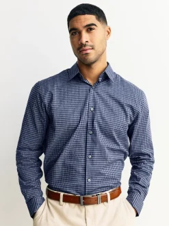 Next Bleu marine à carreaux vichy - Chemise élégante douce au toucher à manches longues Online