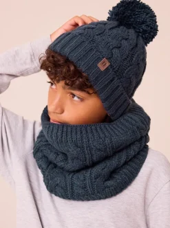 Next - Chapeau pompon en tricot torsadé (1-16ans) Bleu marine Online