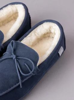 Lakeland Leather Bleu marine - Chaussons style mocassins en peau de mouton homme Best