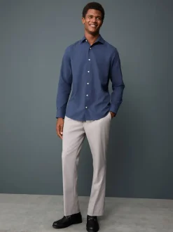 Next Bleu marine - Chemise élégante douce au toucher à manches longues Clearance