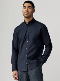 Next - Chemise Oxford stretch à manches longues Bleu marine Discount