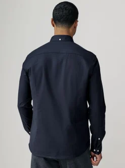 Next - Chemise Oxford stretch à manches longues Bleu marine Discount