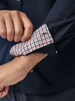 Next - Chemise Oxford stretch à manches longues Bleu marine Discount