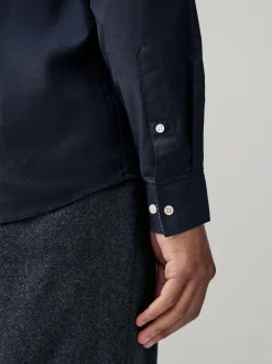 Next - Chemise Oxford stretch à manches longues Bleu marine Discount