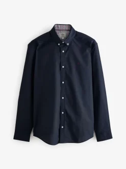 Next - Chemise Oxford stretch à manches longues Bleu marine Discount