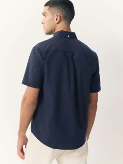 Next - Chemise Oxford à manches courtes Bleu marine Discount
