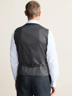 Next Bleu marine - Gilet de costume Signature Abraham Moon 100% laine britannique Donegal New