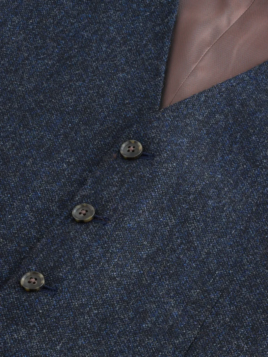 Next Bleu marine - Gilet de costume Signature Abraham Moon 100% laine britannique Donegal New