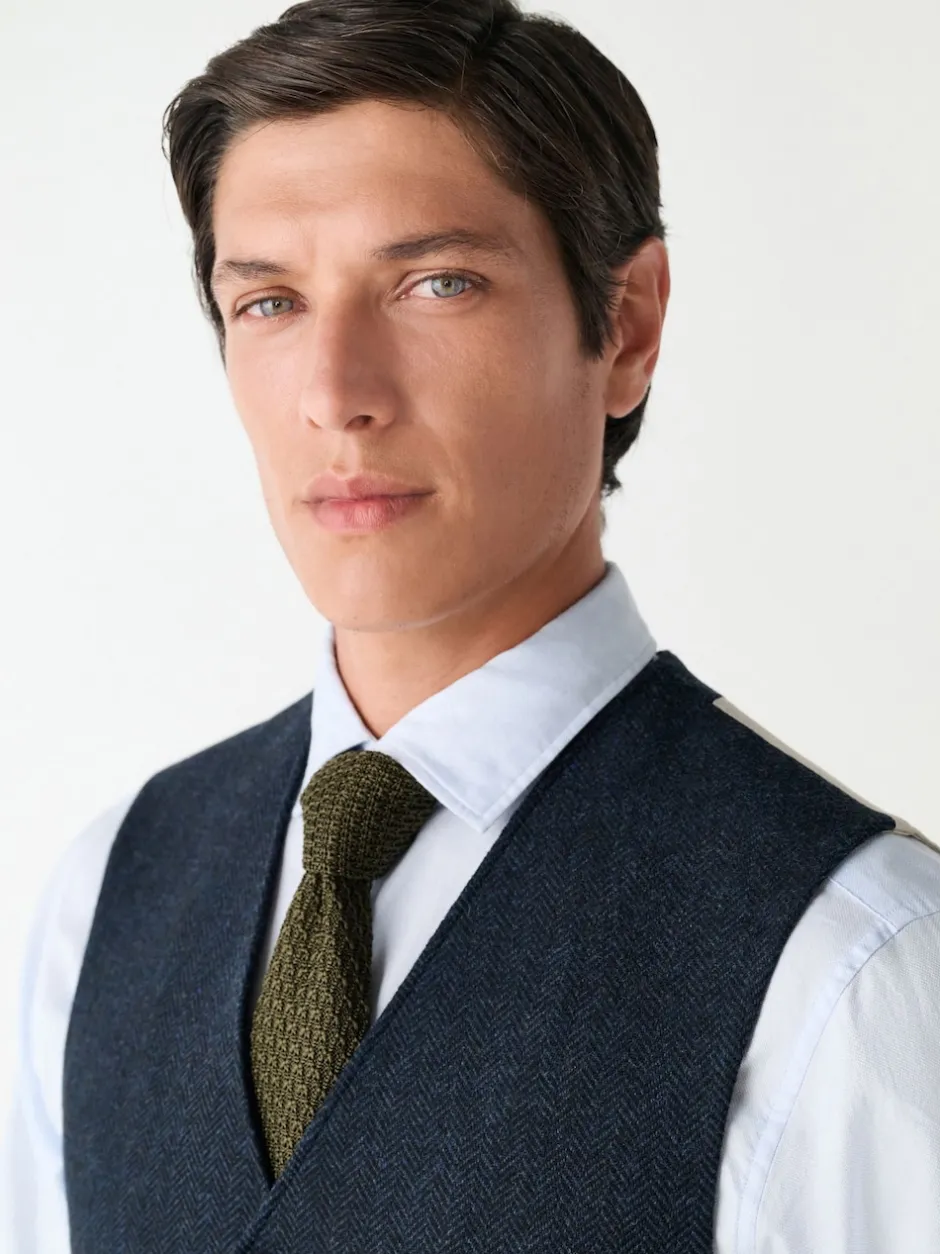 Next Bleu marine - Gilet de costume en laine à chevrons Blend Clearance