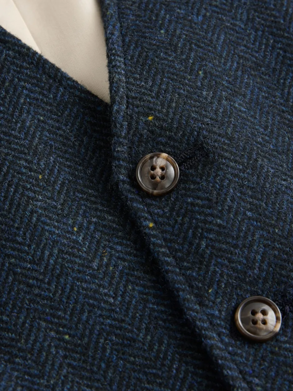 Next Bleu marine - Gilet de costume en laine à chevrons Blend Clearance