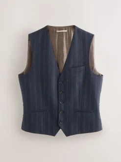 Next Bleu marine - Gilet de costume rayé en laine mélangée Online