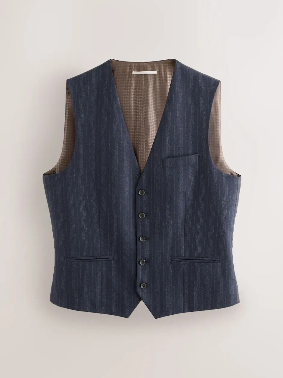 Next Bleu marine - Gilet de costume rayé en laine mélangée Online