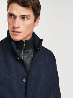 Next Bleu marine - Gilet en laine à chevrons Manteau matelassé Online