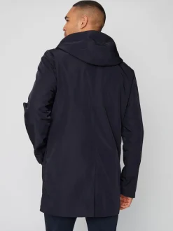 Threadbare Bleu marine - Imperméable à capuche zippé imperméable à la douche Discount
