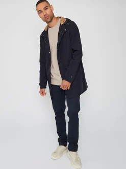 Threadbare Bleu marine - Imperméable à capuche zippé imperméable à la douche Discount