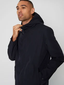 Threadbare Bleu marine - Imperméable à capuche zippé imperméable à la douche Discount