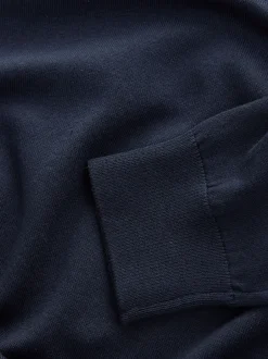 Next Bleu marine - Logo cerf - Pull col rond riche en coton coupe classique