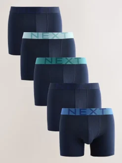 Next Bleu marine - Lot de 5 - Boxer en coton riche Discount