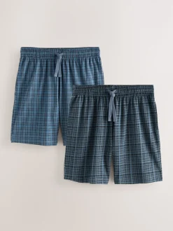 Next Bleu marine - Lot de 2 shorts de pyjama à carreaux en jersey Online