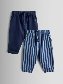 Jojo Maman Bébé Bleu marine - Lot de 2pantalons de jogging à rayures et unis Best