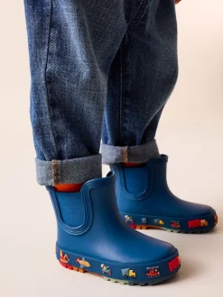 Next Bleu marine à motif camions - Bottines en caoutchouc Best