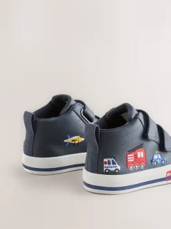 Next Bleu marine à motif camions - Bottines à fermeture scratch Online