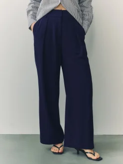 Next Bleu marine - Pantalon ample à dos élastique Clearance